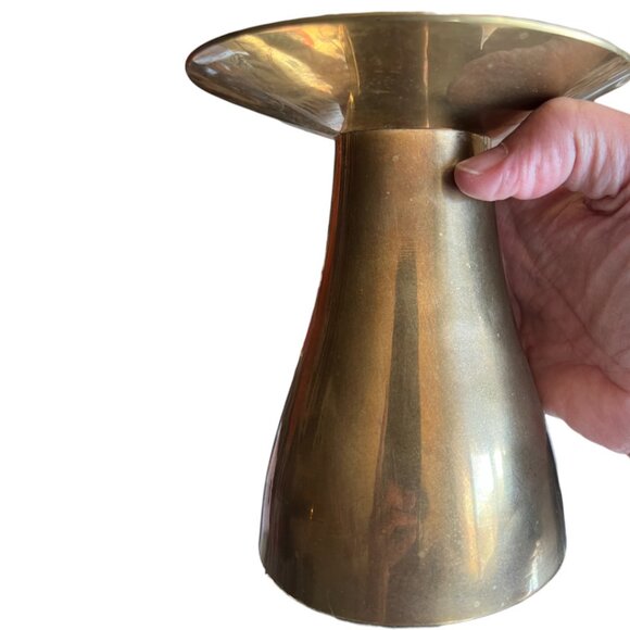 SET: Pier 1 Large Textured Pillar Candle w/ Brass-Toned Holder 8.25" tall x 4" d - Picture 13 of 13